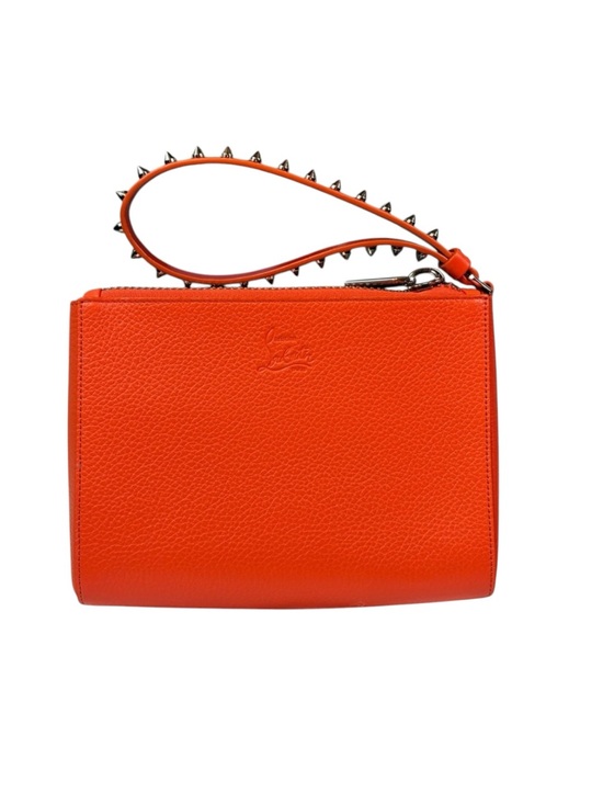 Christian Louboutin Handbags - ✨💎NWT💎✨Christian Louboutin Orange Pebbled Leather Spike Wristlet